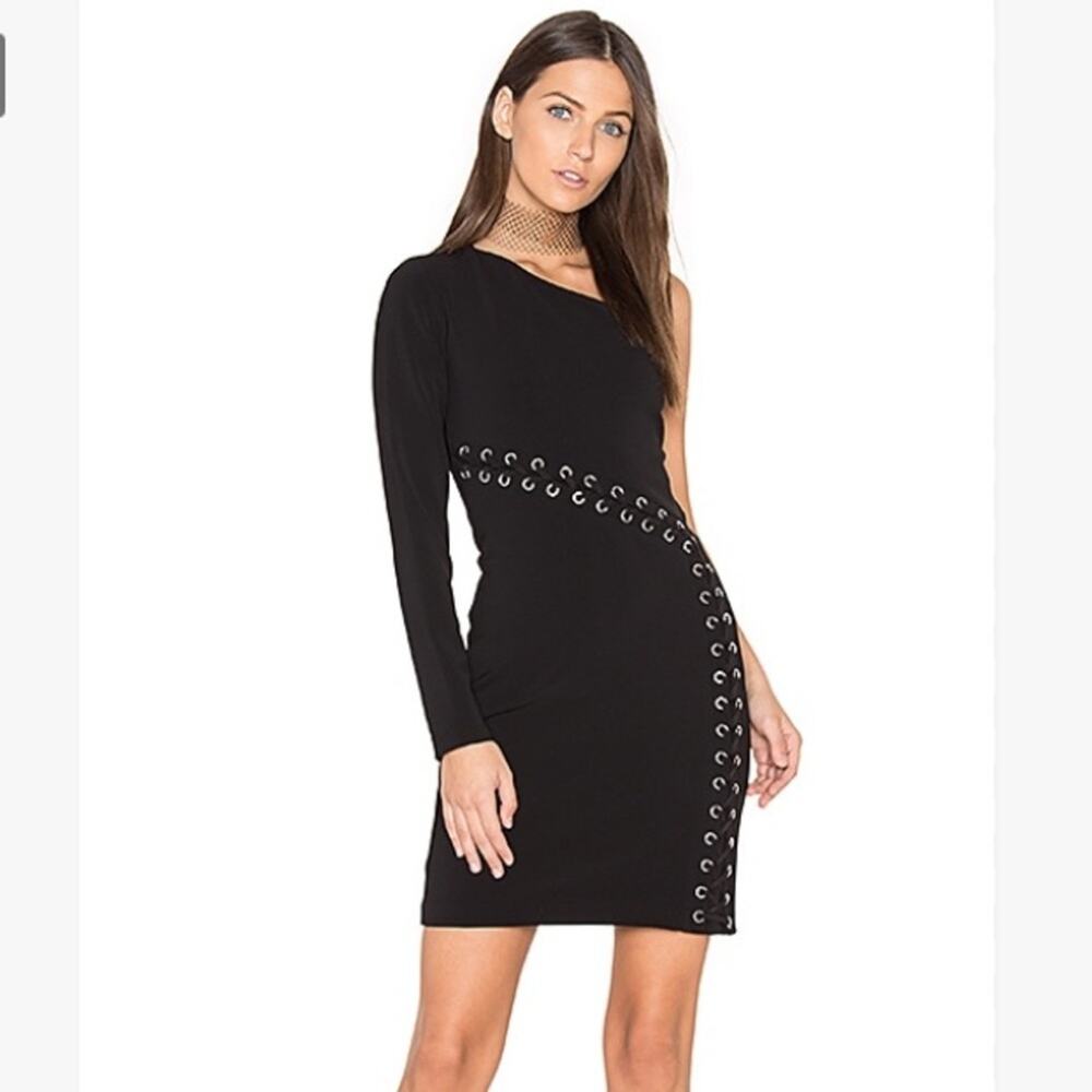 Parker davita lace up one shoulder dress‎ black sz S
